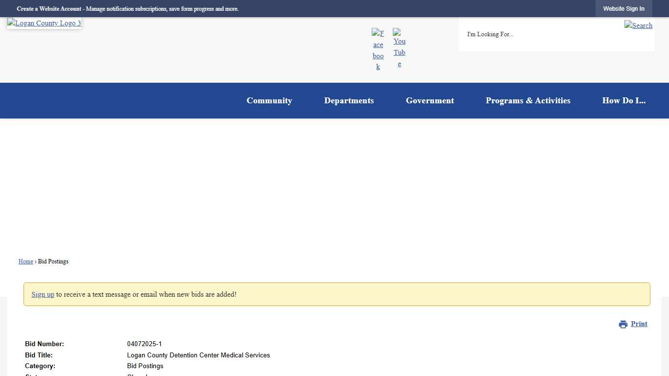 Bid Postings • Logan County Detention Center Medical Service