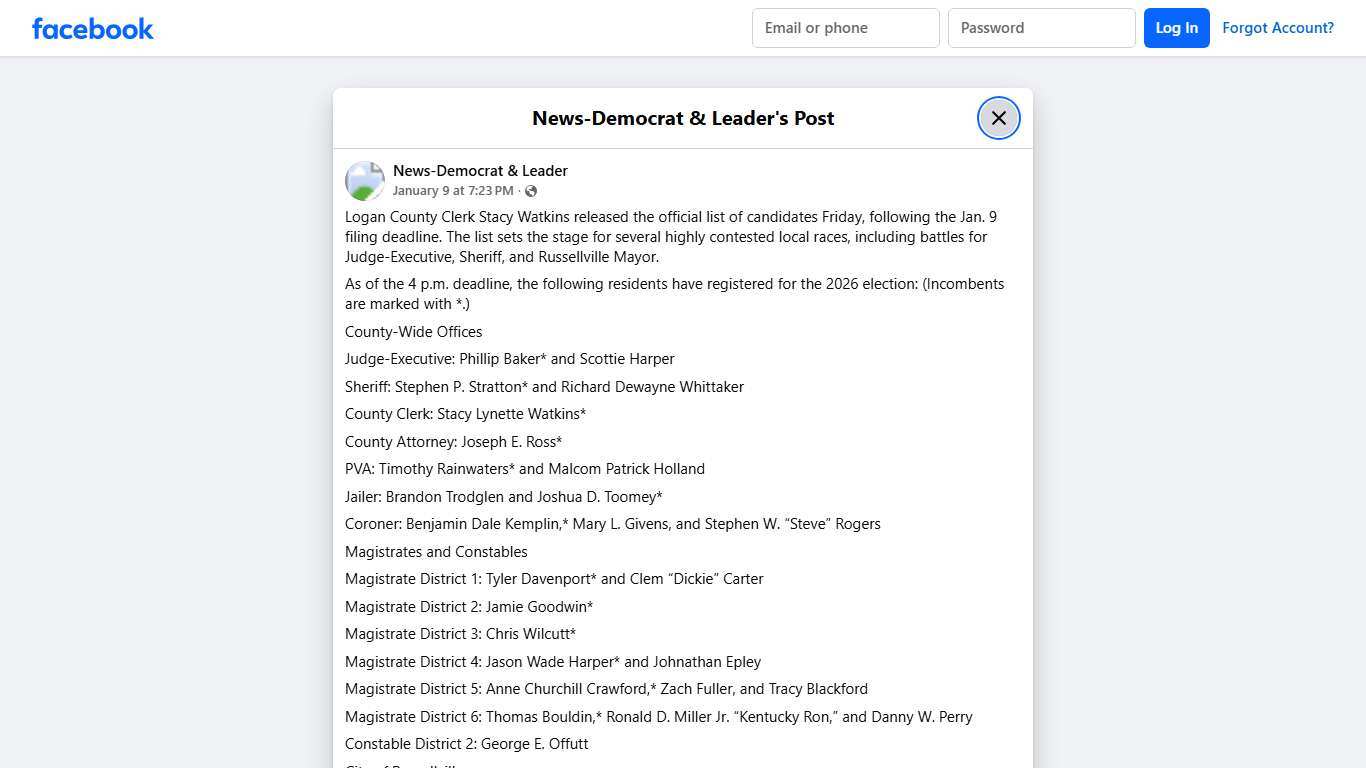 Logan County Clerk Stacy Watkins... - News-Democrat & Leader | Facebook